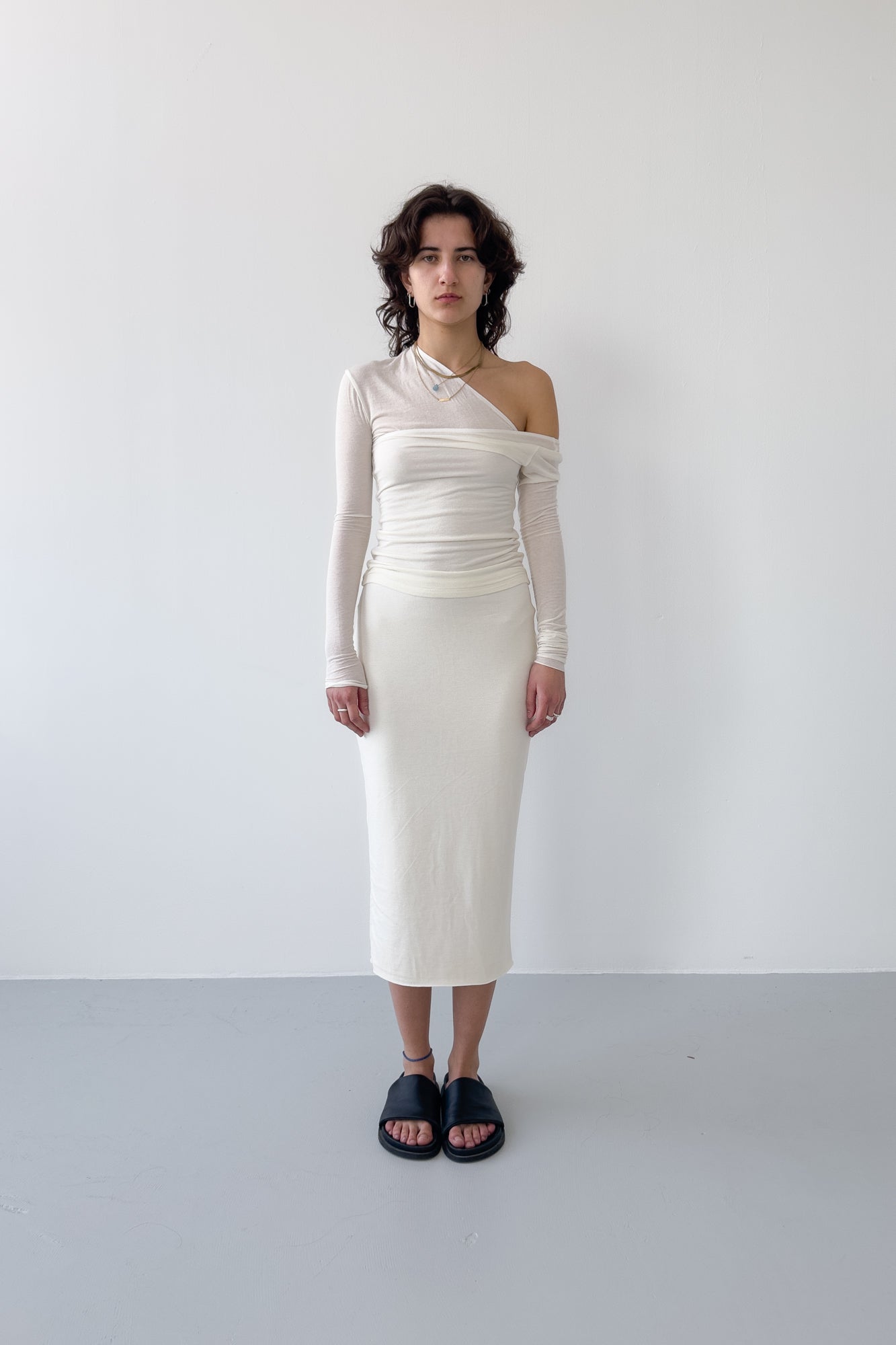 Midi Column Skirt - off white