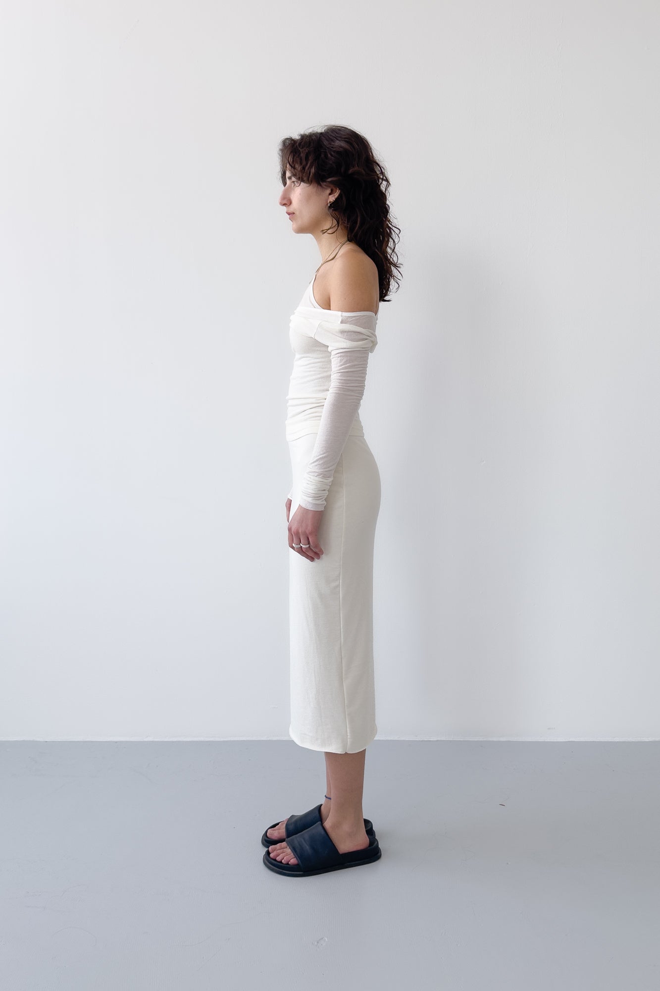 Midi Column Skirt - off white