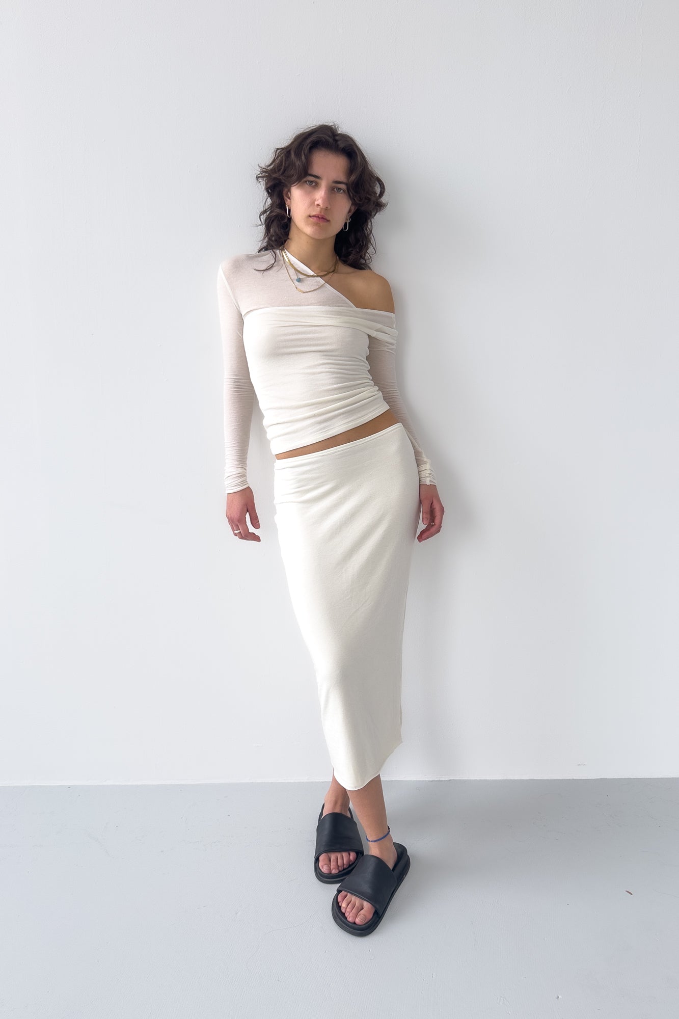 Midi Column Skirt - off white