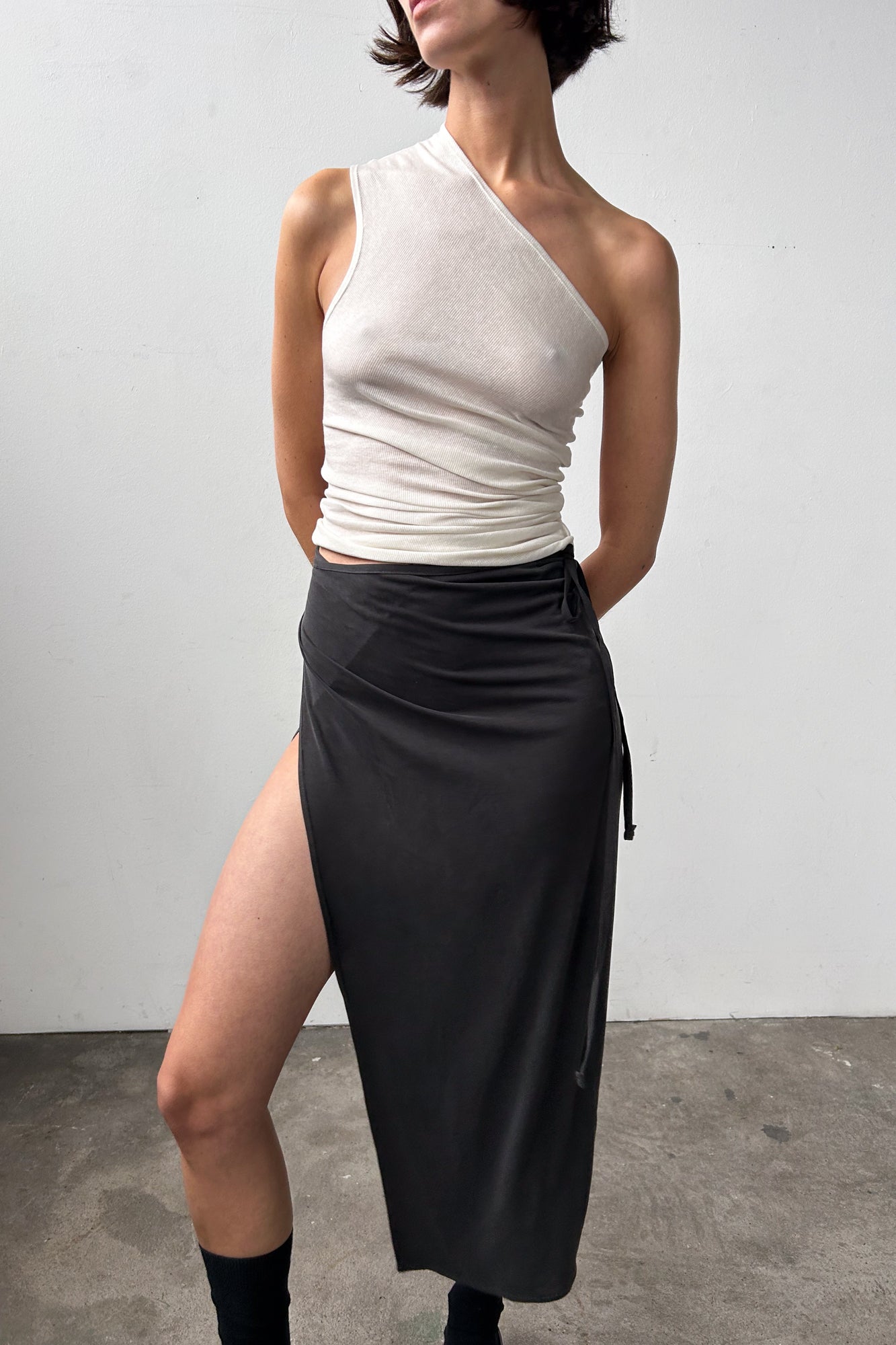 Midi Wrap Skirt - Dark Grey