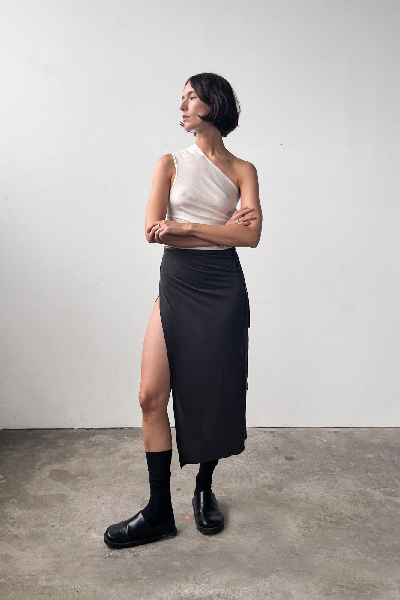 Midi Wrap Skirt - Dark Grey