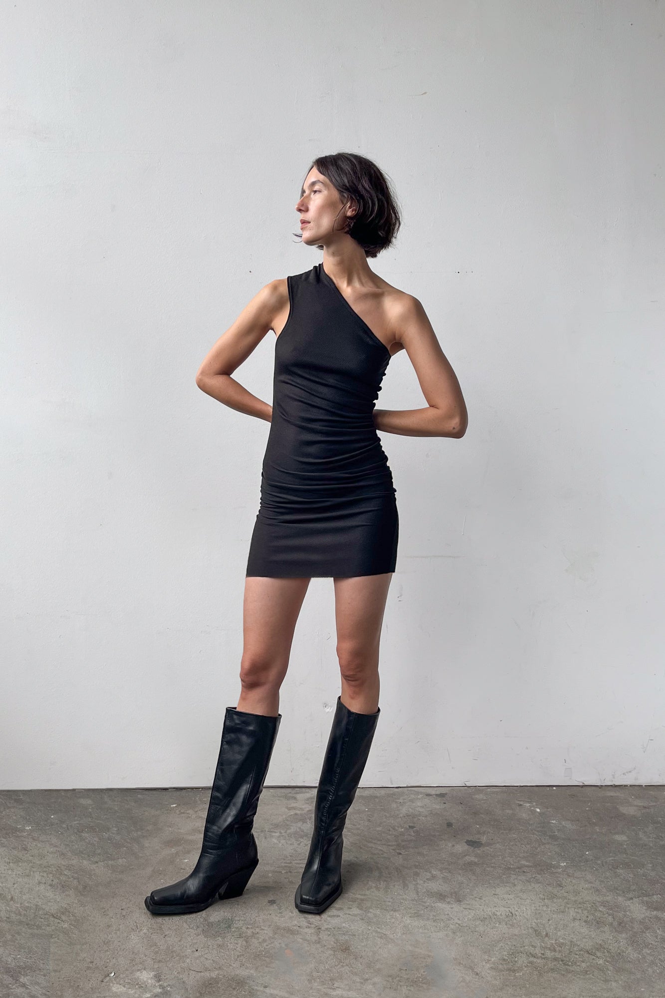 One Shoulder Dress - Black