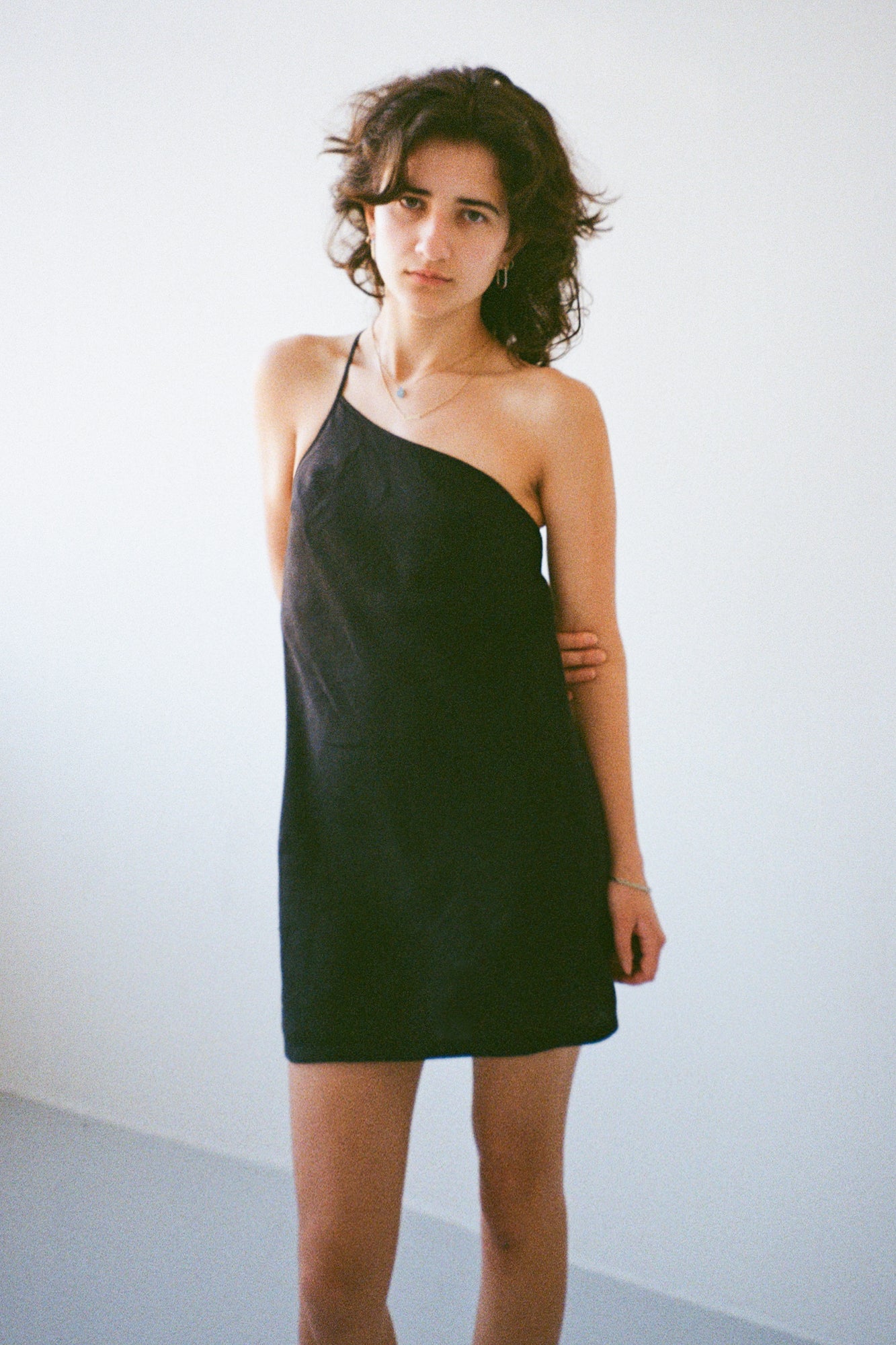 One Strap Linen Dress - Midnight