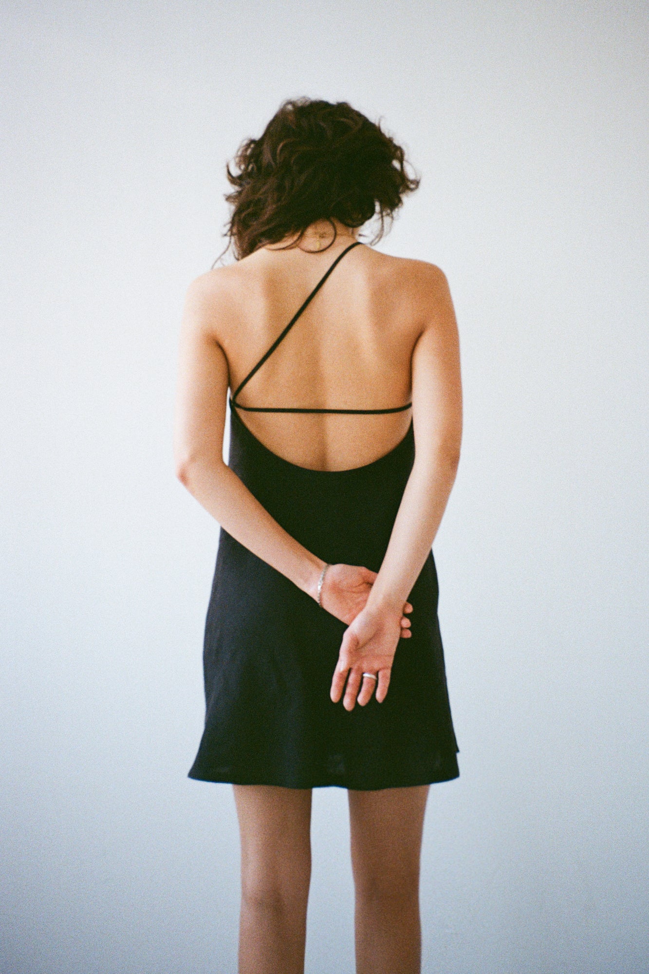 One Strap Linen Dress - Midnight