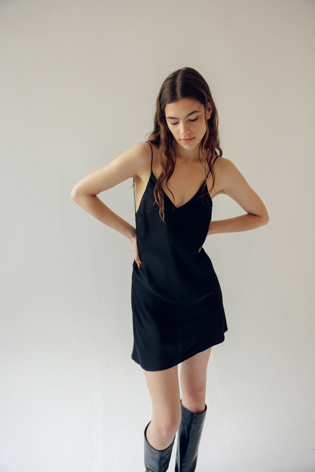 V-Back Mini Dress - Black