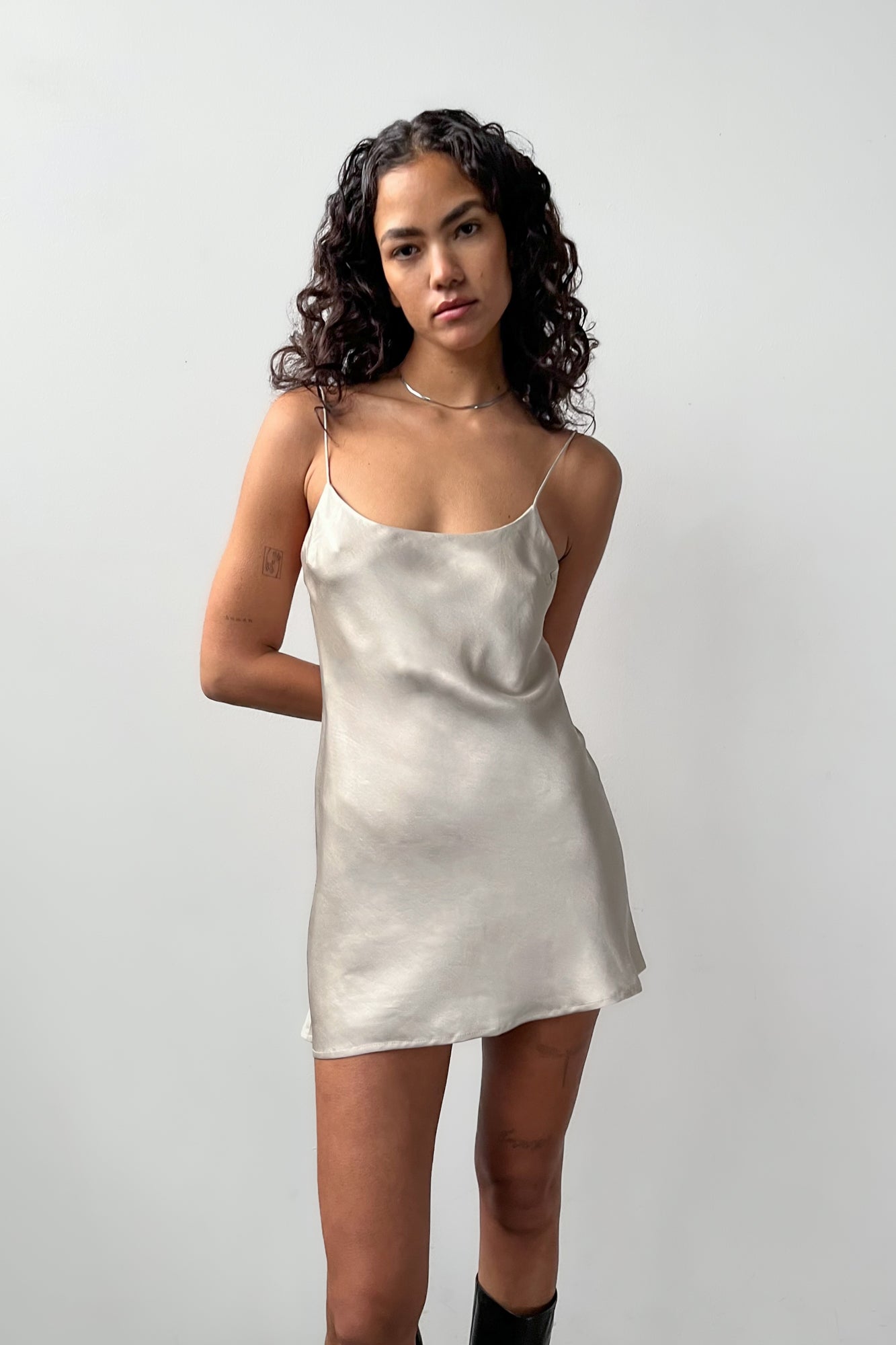 Backless Short Slip Dress - Ivory