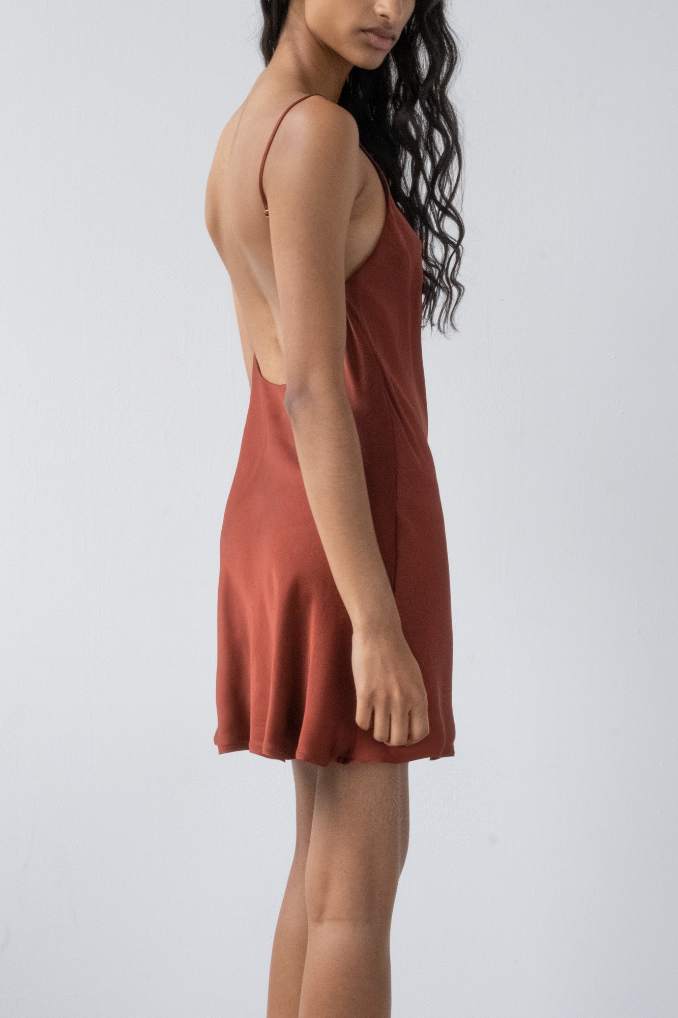 Backless Short Slip Dress - Red