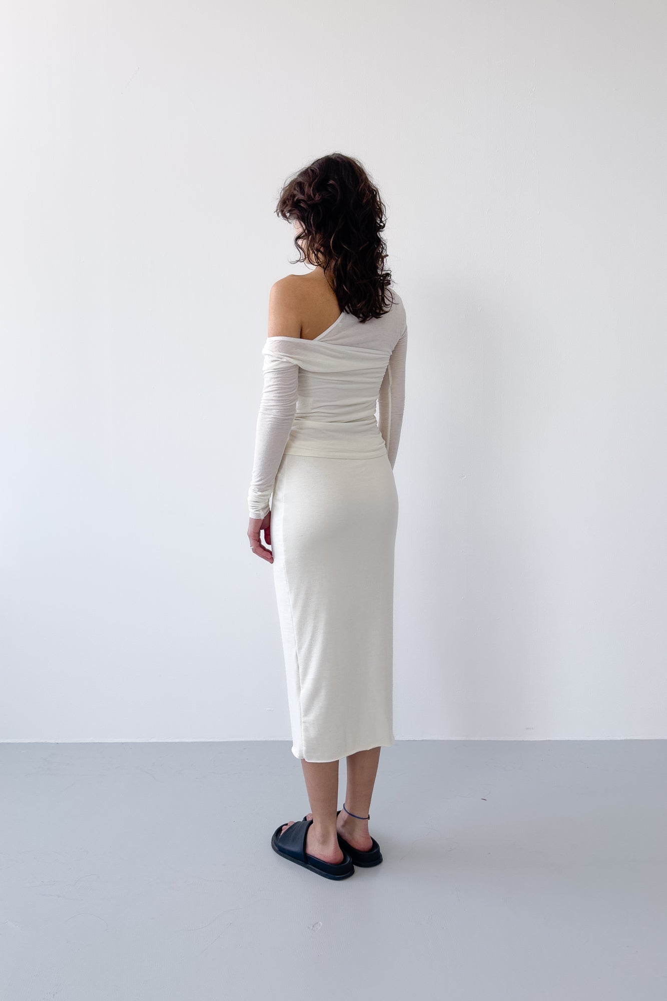Midi Column Skirt - off white