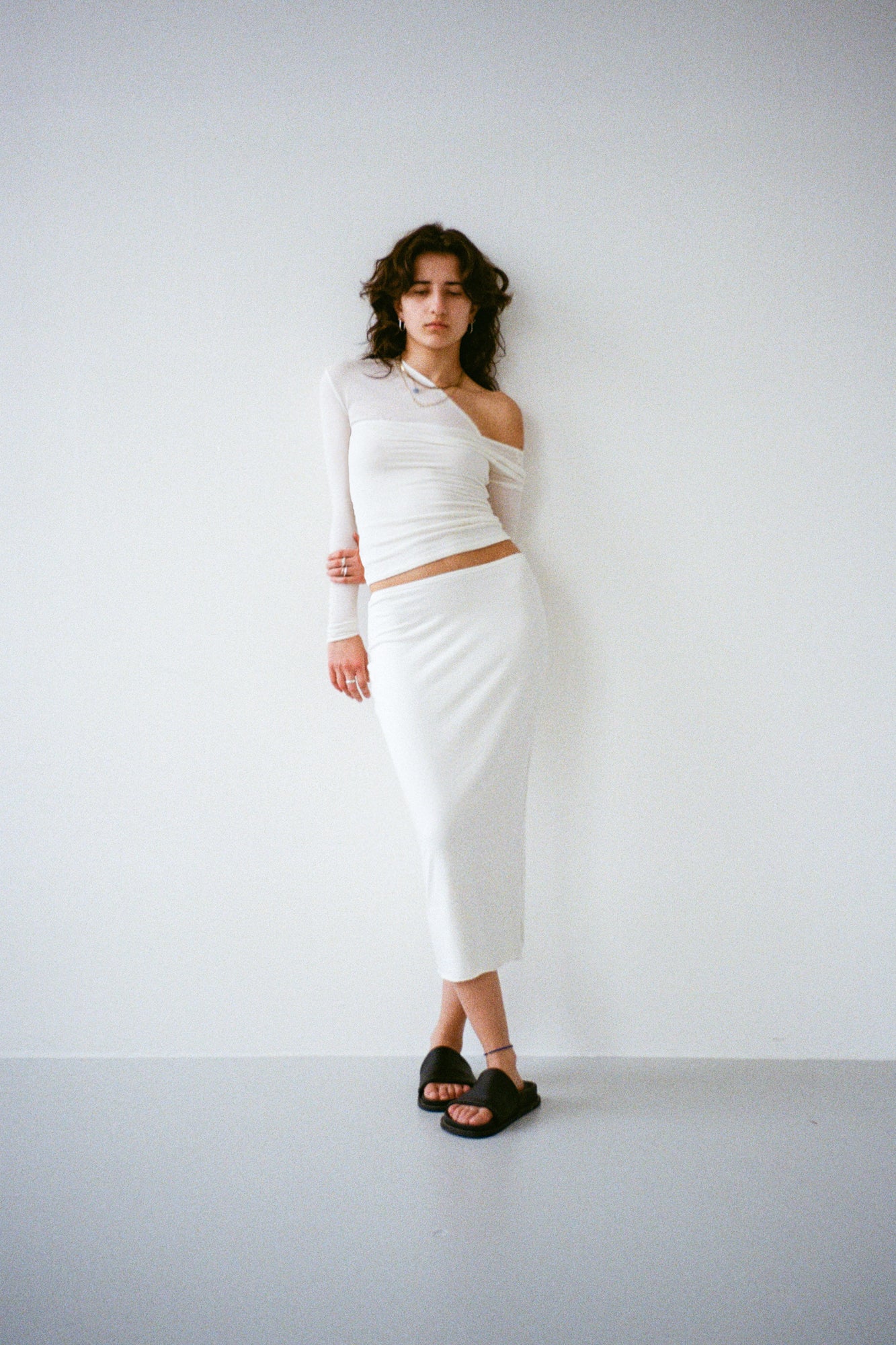Midi Column Skirt - off white